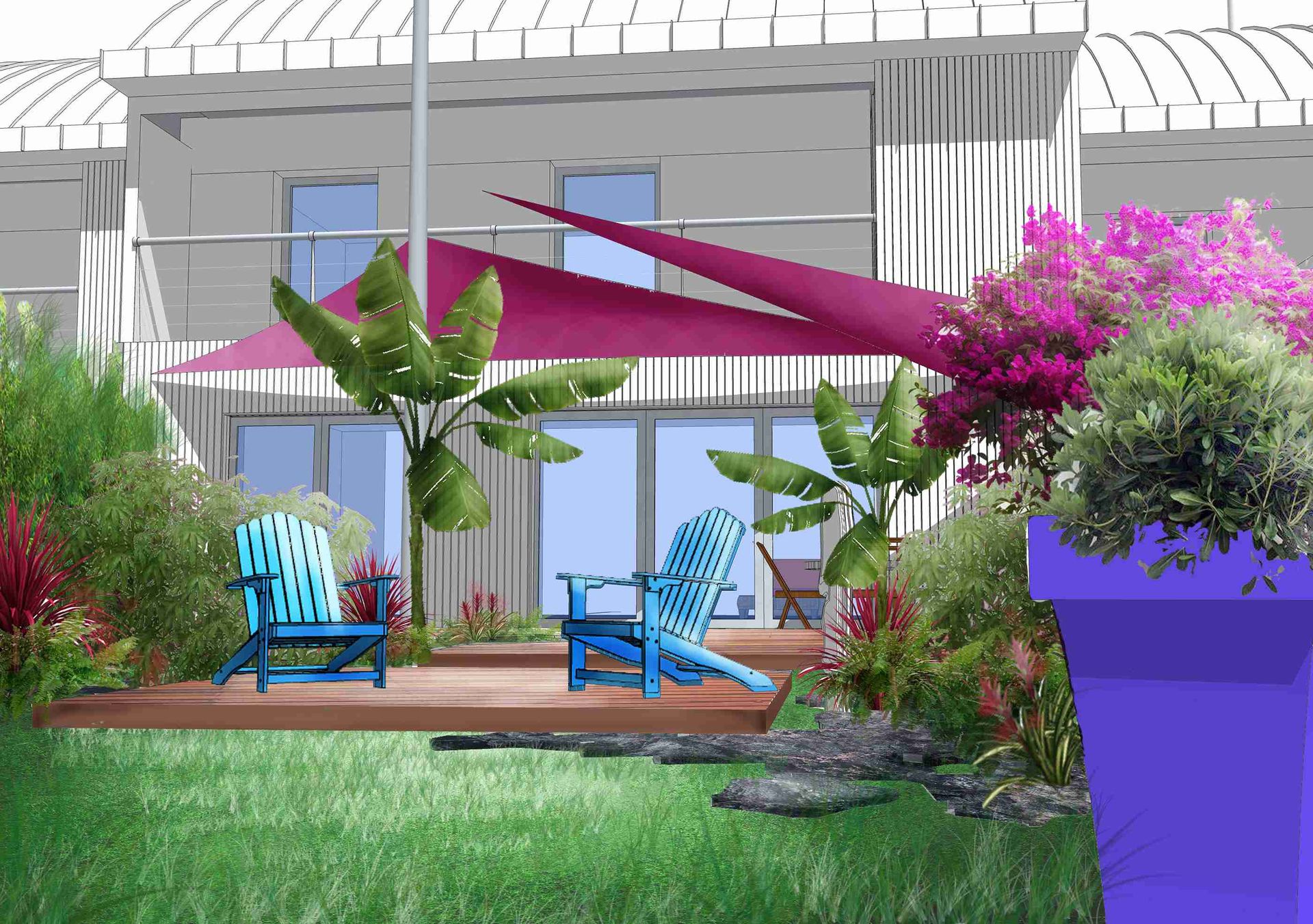 perspective 3D projet tropical- MT concepteur paysagiste